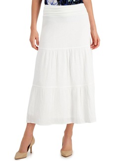 Kasper Womens Textured Cotton Maxi Skirt