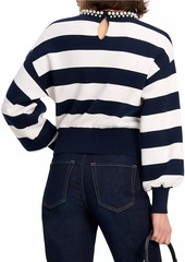 Kate Spade Awning Stripe Imitation-Pearl-Embellished Sweater