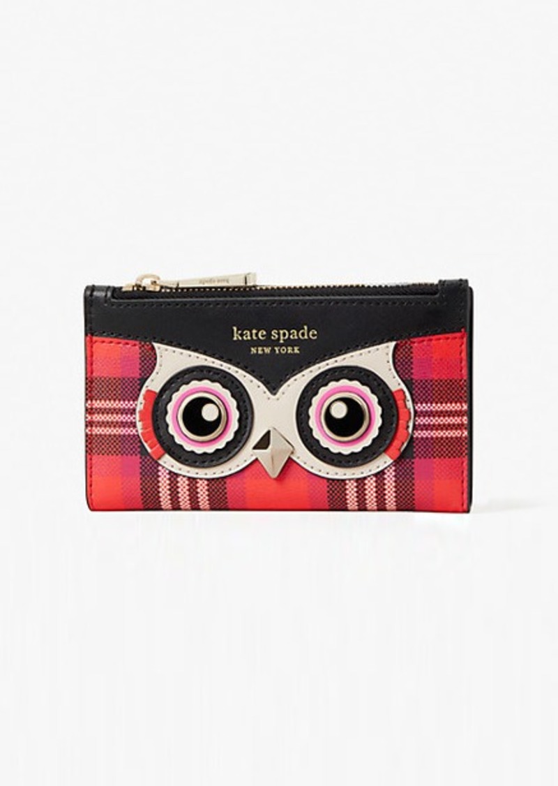 Kate Spade Blinx Plaid Owl Small Slim Bifold Wallet | Handbags