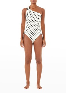 Kate Spade Buckle One-Shoulder One-Piece Swimsuit