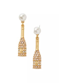 Kate Spade Celebration Gold-Plated, Cubic Zirconia & Faux Pearl Charm Drop Earrings