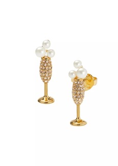 Kate Spade Cheers To That Gold-Plated, Cubic Zirconia & Resin Pearl Stud Earrings