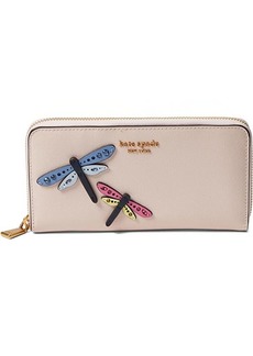 Kate Spade Dragonfly Novelty Embellished Saffiano Leather Zip Around Continental Wallet
