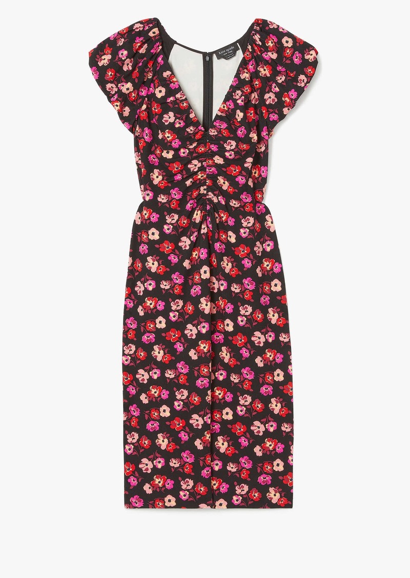 Kate Spade Fall Poppies Ruched Ponte Dress