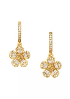 Kate Spade Fleurette Goldtone & Cubic Zirconia Huggie Drop Earrings