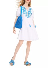 Kate Spade Floral Linen Embroidered Minidress