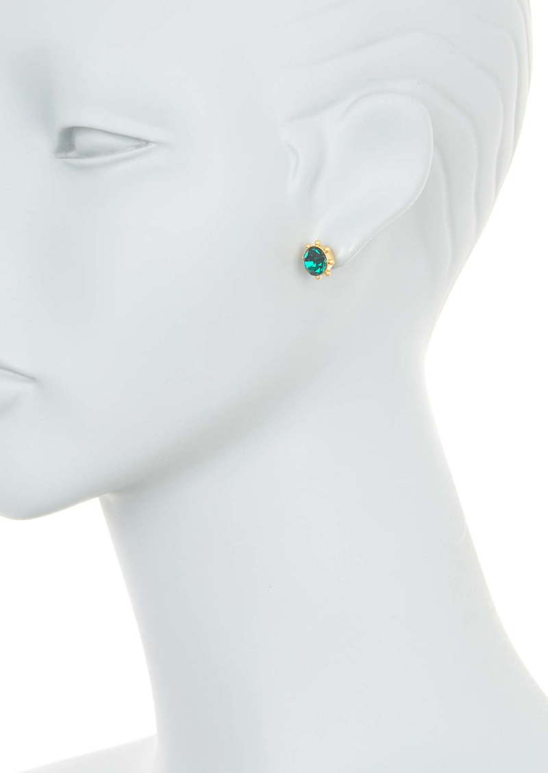 Kate Spade New York gold-tone bezel set crystal stud earrings in Emerald at Nordstrom Rack
