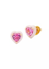 Kate Spade Goldtone, Cubic Zirconia & Enamel Heart Stud Earrings