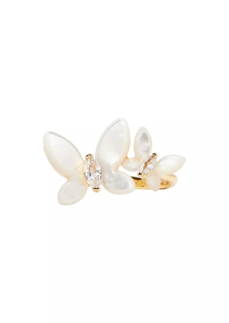 Kate Spade Goldtone, Mother-Of-Pearl & Cubic Zirconia Butterfly Ring