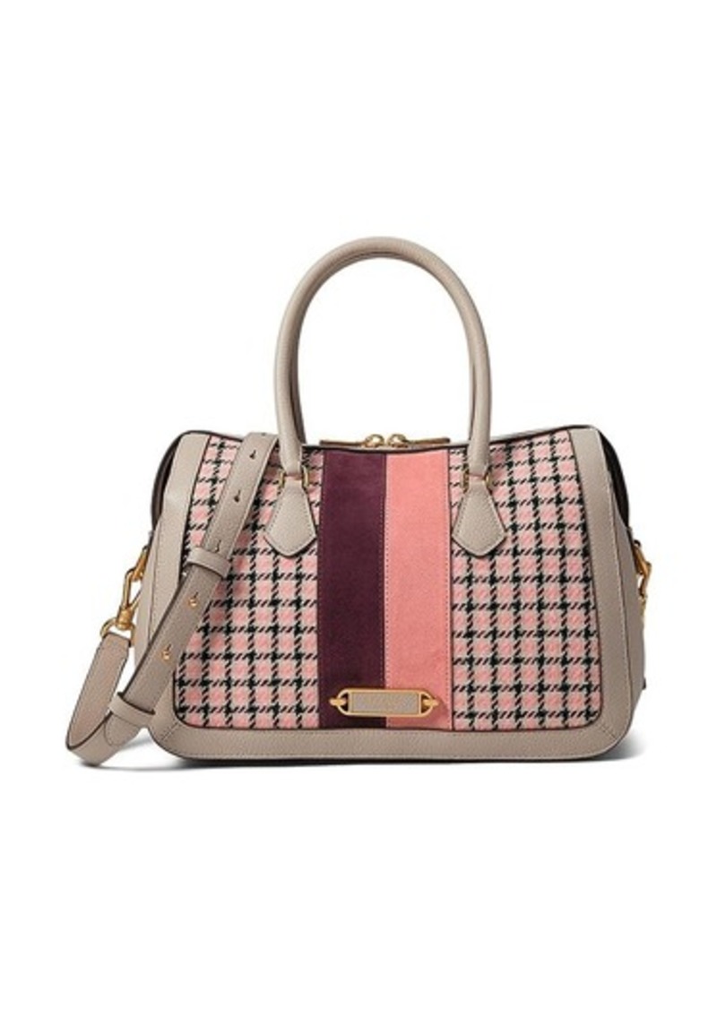 Kate Spade Gramercy Racing Stripe Plaid Twill Fabric Medium Satchel