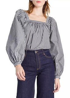Kate Spade Holiday Party Gingham Squareneck Top