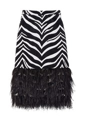 Kate Spade Holiday Zebra Faux-Feather Trim Skirt