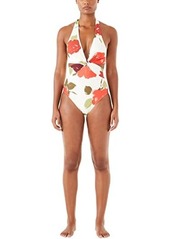 Kate Spade Just Rosy Knotted Halter One-Piece