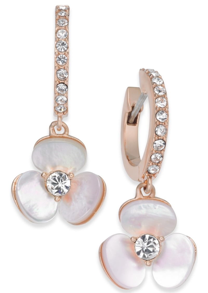 Kate Spade New York 14k Rose Gold-Plated Pave & Mother-of-Pearl Flower Drop Earrings - Cream Multi