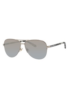 Kate Spade New York 57mm Bethannos Aviator Sunglasses in Palladium/Silver Mirror Green at Nordstrom Rack