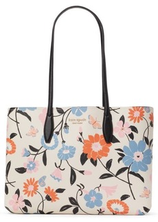 kate spade new york all day floral garden print pvc tote & pouch in Parchment Multi at Nordstrom