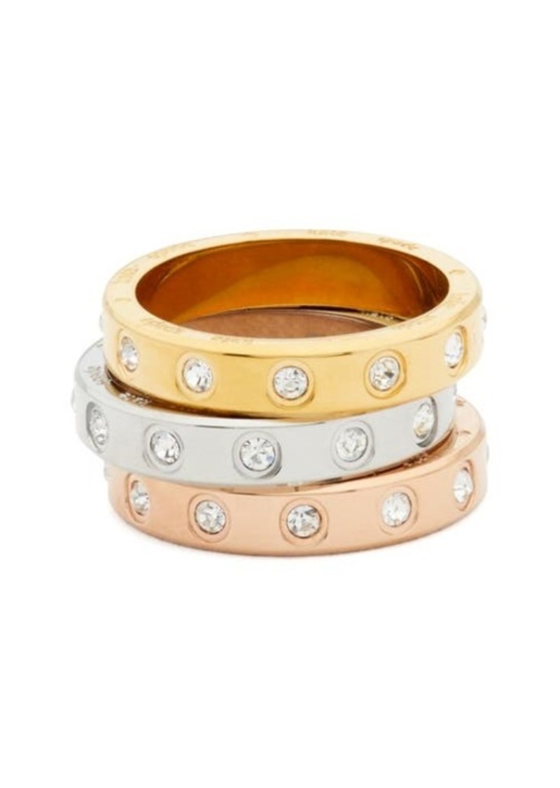 Kate Spade New York assorted set of 3 cubic zirconia band rings