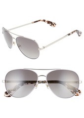 kate spade new york avaline 2 58mm polarized aviator sunglasses in Silver/Grey/Plum at Nordstrom