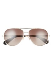 kate spade new york avaline2 58mm gradient aviator sunglasses in Gold Black/brown Gradient at Nordstrom