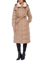 Kate Spade New York Belted Fleece-Lined Hooded Down Coat