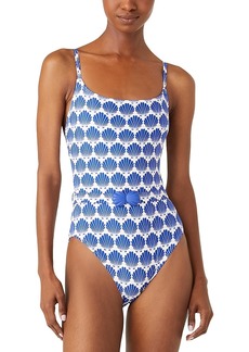 kate spade new york Belted Shell Print Swimsuit
