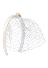 Kate Spade New York bridal patent bow veiled silk headband in Cream at Nordstrom Rack