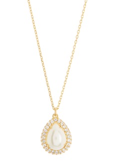 kate spade new york brilliant statements pavé halo pendant necklace in Cream Gold at Nordstrom Rack