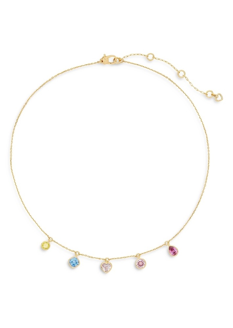 kate spade new york Bubbly Bezel Multicolor Cubic Zirconia Charm Necklace, 16-19