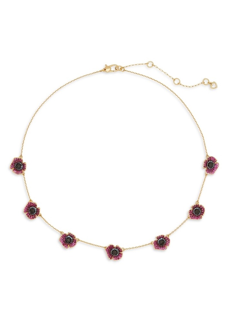 kate spade new york Color Cubic Zirconia Flower Station Necklace in Gold Tone, 16-19