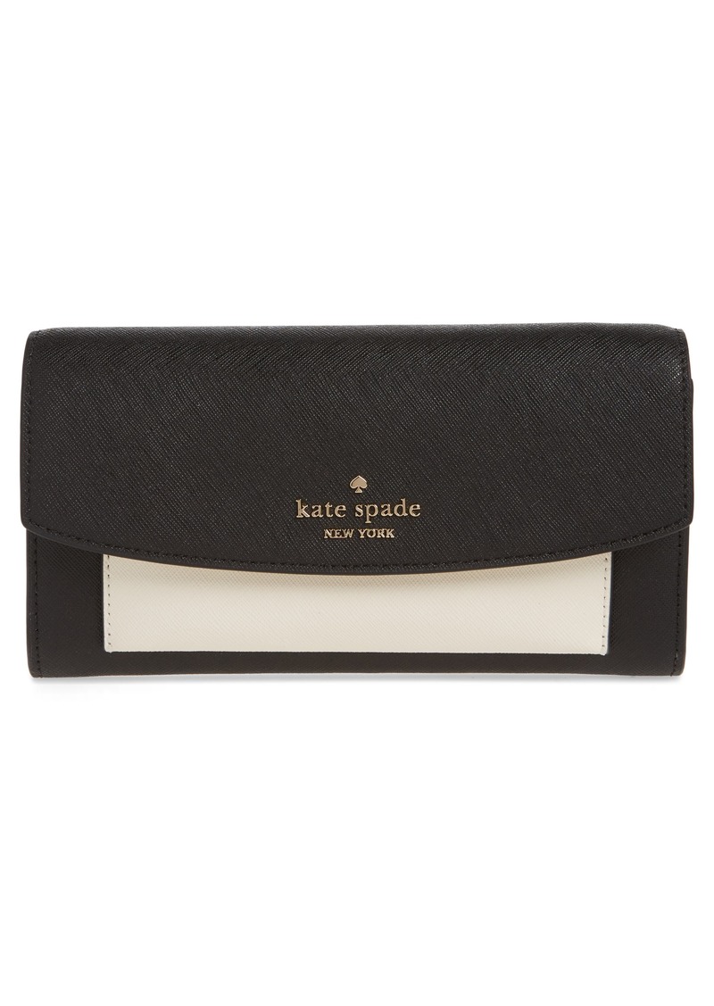 Kate Spade New York colorblock continental wallet with removable card wallet in Black Multi at Nordstrom Rack