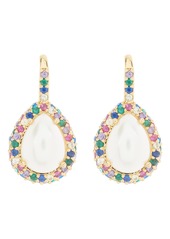 Kate Spade New York crystal halo imitation pearl teardrop earrings in Goldtone Multi at Nordstrom Rack