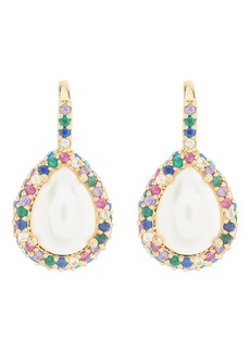 Kate Spade New York crystal halo imitation pearl teardrop earrings in Goldtone Multi at Nordstrom Rack