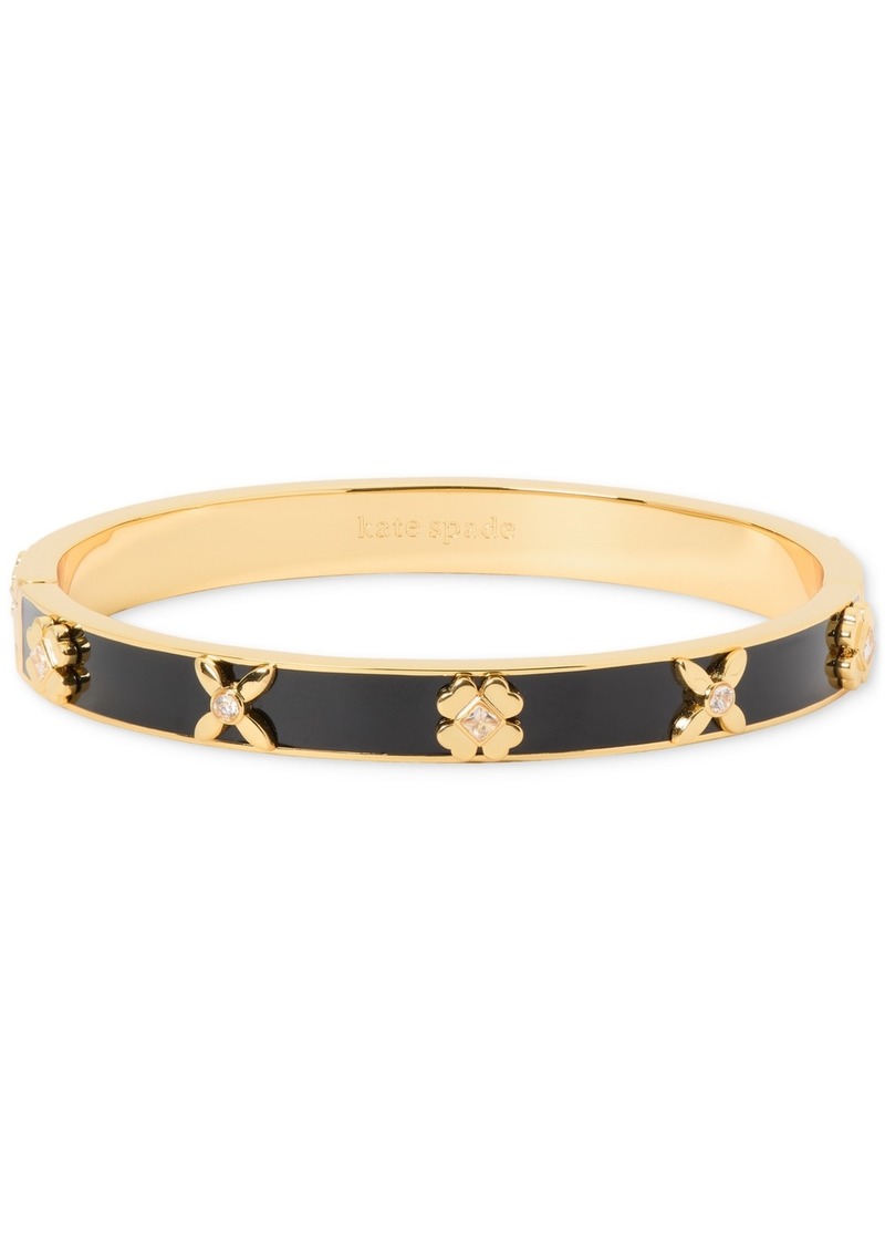 Kate Spade New York Cubic Zirconia & Color Inlay Flower Bangle Bracelet - Black/gold