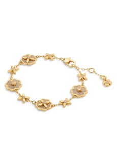 kate spade new york Cubic Zirconia Flower Flex Bracelet in Gold Tone