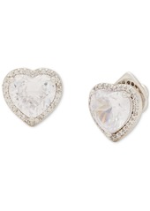 Kate Spade New York Cubic Zirconia Heart Halo Stud Earrings - Clear/gold.