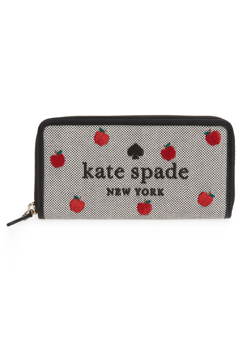 Kate Spade New York embroidered large leather continental wallet in Black Multi. at Nordstrom Rack