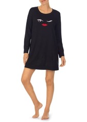 kate spade new york embroidered sleep shirt in Black at Nordstrom
