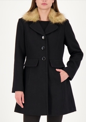kate spade new york Faux-Fur Trim Walker Coat, Created for Macy's