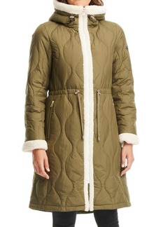 kate spade new york Faux Shearling Trim Down & Feather Fill Coat