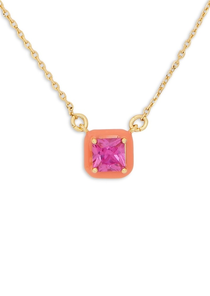 kate spade new york Framed Square Cubic Zirconia Pendant Necklace, 16-19