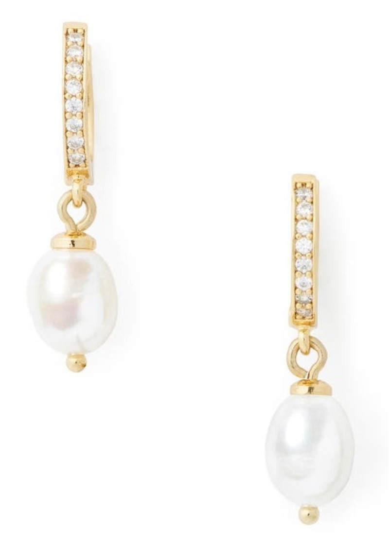 Kate Spade New York freshwater pearl pavé huggie drop earrings