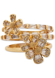 kate spade new york Gold-Tone 3-Pc. Set Fleurette Ring - Clear/gold