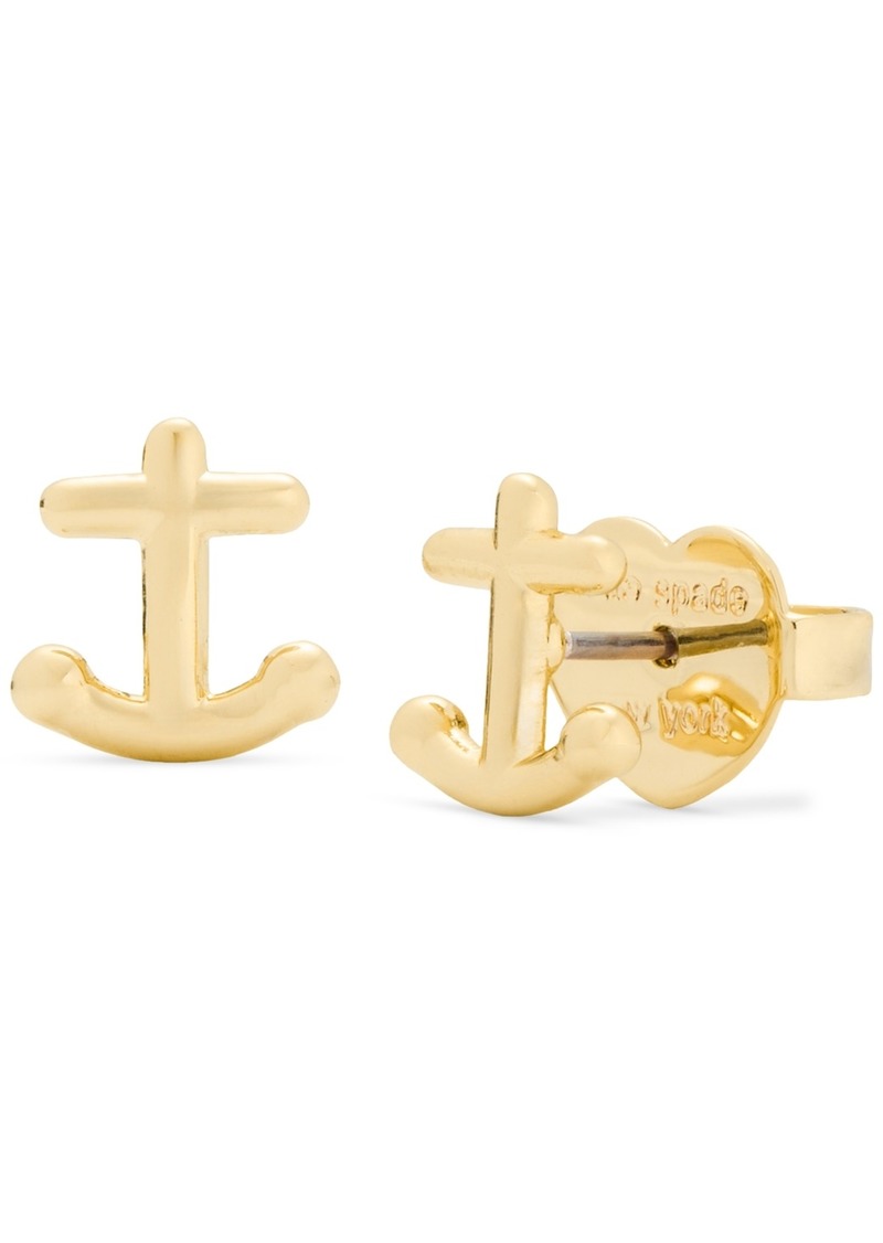 Kate Spade New York Gold-Tone Away We Go Polished Anchor Stud Earrings - Gold.