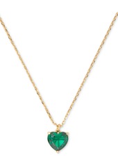 "Kate Spade New York Gold-Tone Birthstone Heart Pendant Necklace, 16"" + 3"" extender - Emerald"