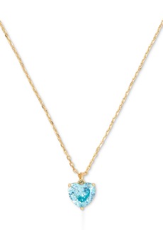 "Kate Spade New York Gold-Tone Birthstone Heart Pendant Necklace, 16"" + 3"" extender - Aqua"