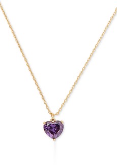 "Kate Spade New York Gold-Tone Birthstone Heart Pendant Necklace, 16"" + 3"" extender - Purple"