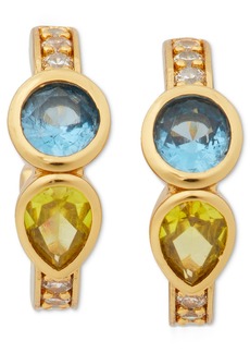 "kate spade new york Gold-Tone Bubbly Bezel Huggie Hoop Earrings, .55"" - Blue/multi"