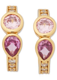 "kate spade new york Gold-Tone Bubbly Bezel Huggie Hoop Earrings, .55"" - Pink Multi"