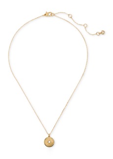 "kate spade new york Gold-Tone Color Spark Round Pendant Necklace, 16"" + 3"" extender - Clear"