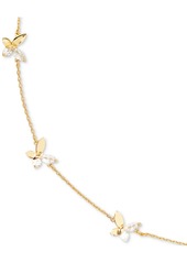 "Kate Spade New York Gold-Tone Crystal Social Butterfly Station Necklace, 17"" + 3"" extender - Clear/Gold"